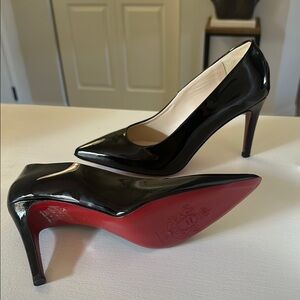 Black Leather Women's Pumps with red soles